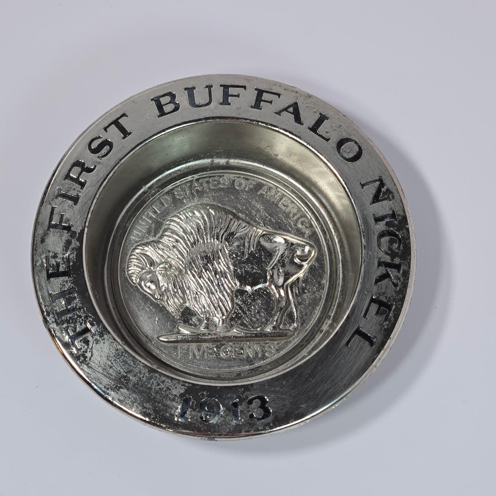 Avon Buffalo Nickel Trinket Dish Unisex OS Silver 1913 Commemorative Coin Bowl
